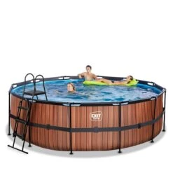 EXIT TOYS EXIT Wood Zwembad ø450x122cm Met Zandfilterpomp - Bruin Online Kopen? -EXIT TOYS Winkel 600x600 2507