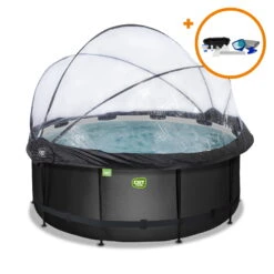 EXIT TOYS EXIT Black Leather Zwembad ΓΈ360x122cm Met Zandfilterpomp En Overkapping En Accessoire Set - Zwart