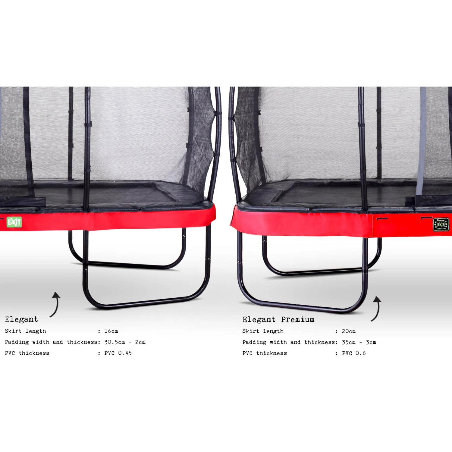 EXIT TOYS EXIT Elegant Premium Trampoline 244x427cm Met Deluxe Veiligheidsnet - Rood 4 EXIT TOYS EXIT Elegant Premium Trampoline 244x427cm Met Deluxe Veiligheidsnet - Rood - Afbeelding 4