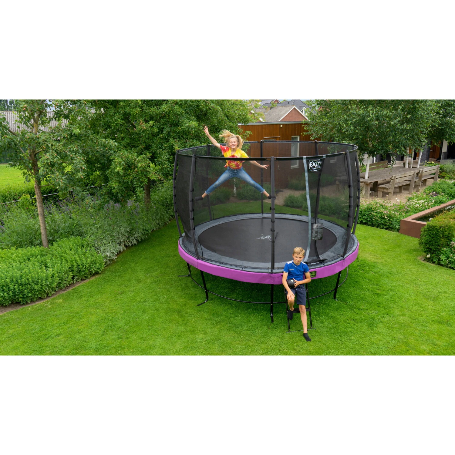 EXIT TOYS EXIT Elegant Premium Trampoline ø253cm Met Deluxe Veiligheidsnet - Paars 14 EXIT TOYS EXIT Elegant Premium Trampoline ø253cm Met Deluxe Veiligheidsnet - Paars - Afbeelding 14
