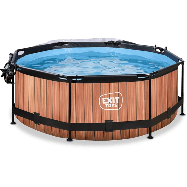 EXIT TOYS EXIT Frame Pool ø244x76cm (12v Cartridge Filterpomp) - Houten Look & Zonneda 3 EXIT TOYS EXIT Frame Pool ø244x76cm (12v Cartridge Filterpomp) - Houten Look & Zonneda - Afbeelding 3