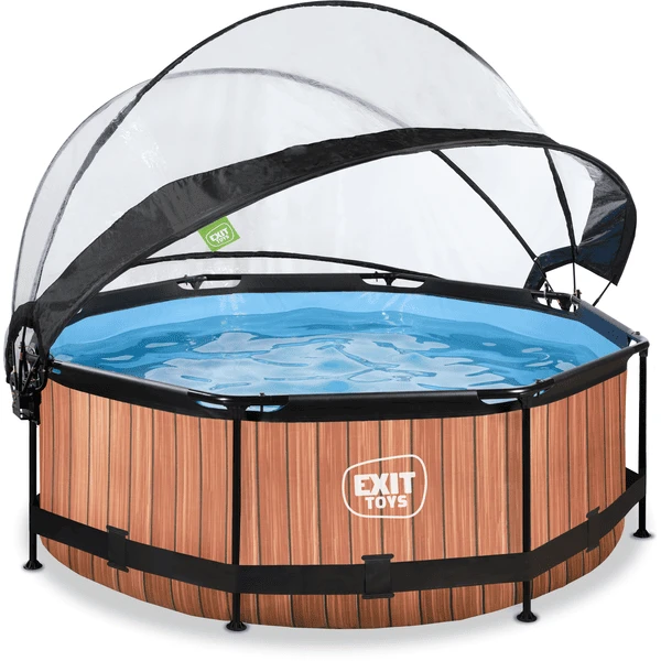 EXIT TOYS EXIT Frame Pool ø244x76cm (12v Cartridge Filterpomp) - Houten Look & Zonneda 1 EXIT TOYS EXIT Frame Pool ø244x76cm (12v Cartridge Filterpomp) - Houten Look & Zonneda