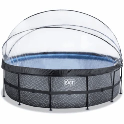 EXIT TOYS EXIT Frame Pool ø488x122cm (12v Sand Filter) - Grijs + Zonnedak + Warmtepomp
