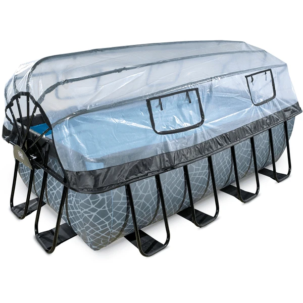 EXIT TOYS EXIT Frame Zwembad 4x2x1,22m (12v Sand Filter) - Grijs + Zonnedak + Warmtepomp 1 EXIT TOYS EXIT Frame Zwembad 4x2x1,22m (12v Sand Filter) - Grijs + Zonnedak + Warmtepomp