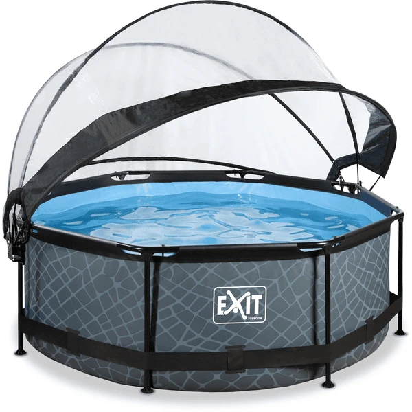 EXIT TOYS EXIT Frame Zwembad ø244x76cm (12v Cartridge Filterpomp) - Grijs + Zonneluifel 2 EXIT TOYS EXIT Frame Zwembad ø244x76cm (12v Cartridge Filterpomp) - Grijs + Zonneluifel - Afbeelding 2