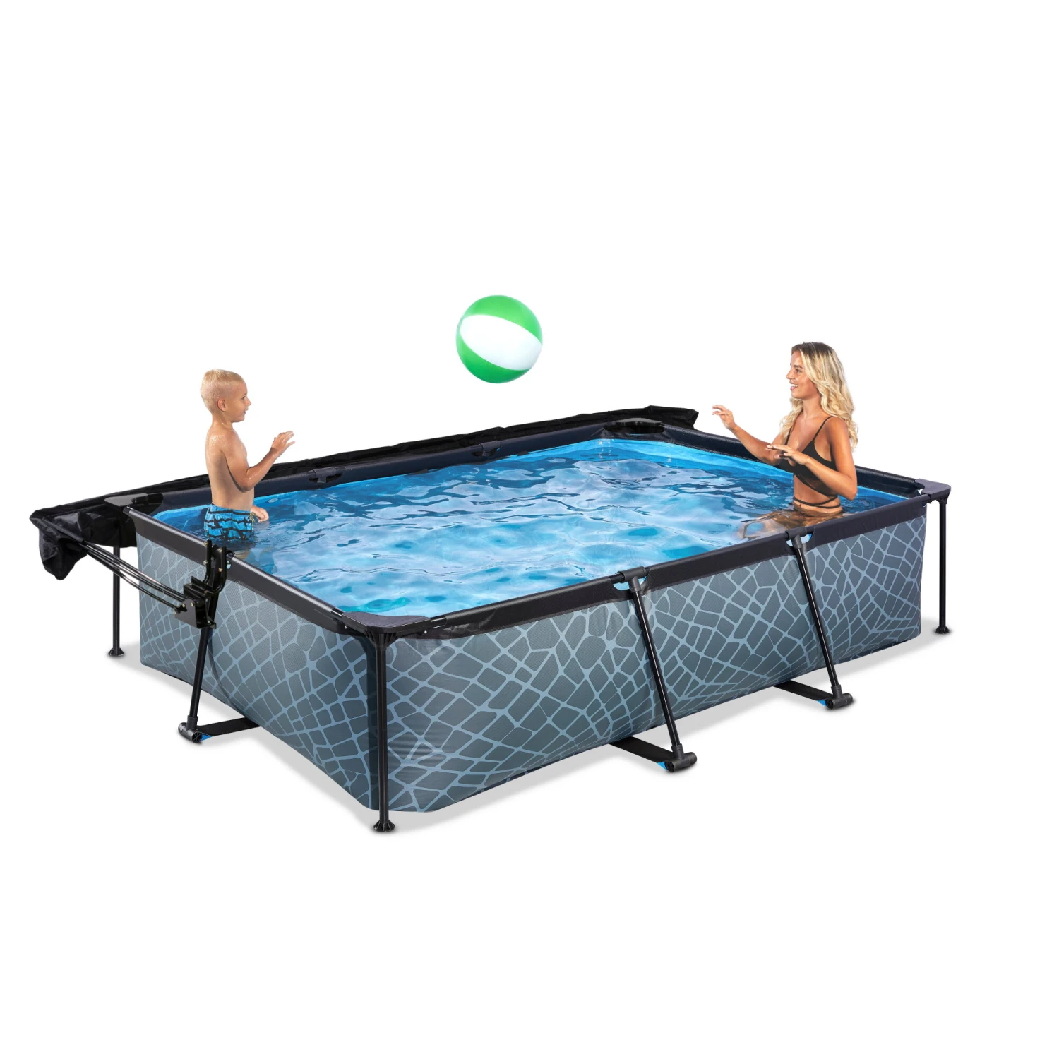 EXIT TOYS EXIT Stone Zwembad 300x200x65cm Met Filterpomp En Schaduwdoek - Grijs 8 EXIT TOYS EXIT Stone Zwembad 300x200x65cm Met Filterpomp En Schaduwdoek - Grijs - Afbeelding 8