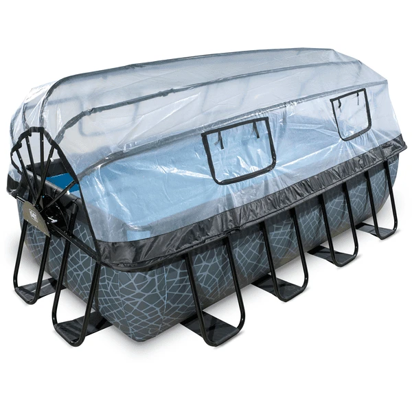 EXIT TOYS EXIT Stone Zwembad 400x200x100cm Met Afdekking, Sand Filter En Warmtepomp, Grijs 2 EXIT TOYS EXIT Stone Zwembad 400x200x100cm Met Afdekking, Sand Filter En Warmtepomp, Grijs - Afbeelding 2