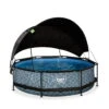 EXIT TOYS EXIT Stone Zwembad ø300x76cm Met Filterpomp En Schaduwdoek - Grijs