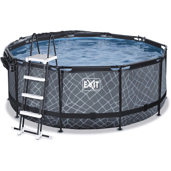 EXIT TOYS EXIT Stone Zwembad ø360x122cm Met Afdekking En Sand Filterpomp, Grijs 3 EXIT TOYS EXIT Stone Zwembad ø360x122cm Met Afdekking En Sand Filterpomp, Grijs - Afbeelding 3