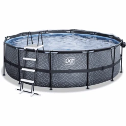 EXIT TOYS EXIT Stone Zwembad ø450x122cm Met Afdekking En Sand Filterpomp, Grijs -EXIT TOYS Winkel exit stone zwembad o450x122cm met afdekking en sand filterpomp grijs a294627 2