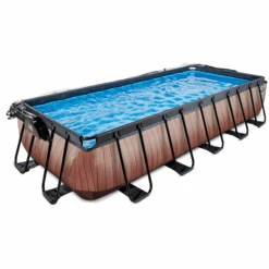 EXIT TOYS EXIT Wood Pool 540x250x100cm Met Afdekking, Sand Filter En Warmtepomp, Bruin -EXIT TOYS Winkel exit wood pool 540x250x100cm met afdekking sand filter en warmtepomp bruin a294606 2