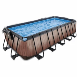 EXIT TOYS EXIT Wood Pool 540x250x122cm Met Afdekking En Sand Filterpomp, Bruin -EXIT TOYS Winkel exit wood pool 540x250x122cm met afdekking en sand filterpomp bruin a294633 2