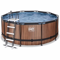 EXIT TOYS EXIT Wood Pool ø360x122cm Met Zandfilterpomp, Bruin