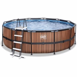 EXIT TOYS EXIT Wood Pool ø450x122cm Met Filterpomp, Bruin