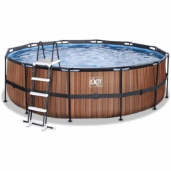 EXIT TOYS EXIT Wood Pool ø450x122cm Met Zandfilterpomp, Bruin
