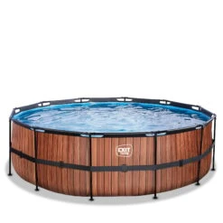 Nieuwe Producten -EXIT TOYS Winkel exit wood zwembad o450x122cm met zandfilterpomp bruin 1