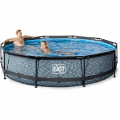EXIT TOYS EXIT-zwembad Stone ø 360 X 76 Cm Met Filterpomp - Grijs -EXIT TOYS Winkel exit zwembad stone o 360 x 76 cm met filterpomp grijs a294977 4